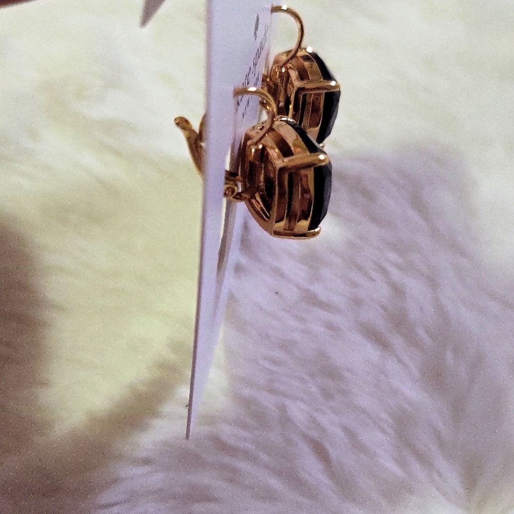 Kate Spade Black and Gold Drop Earrings - Picture 3 of 3